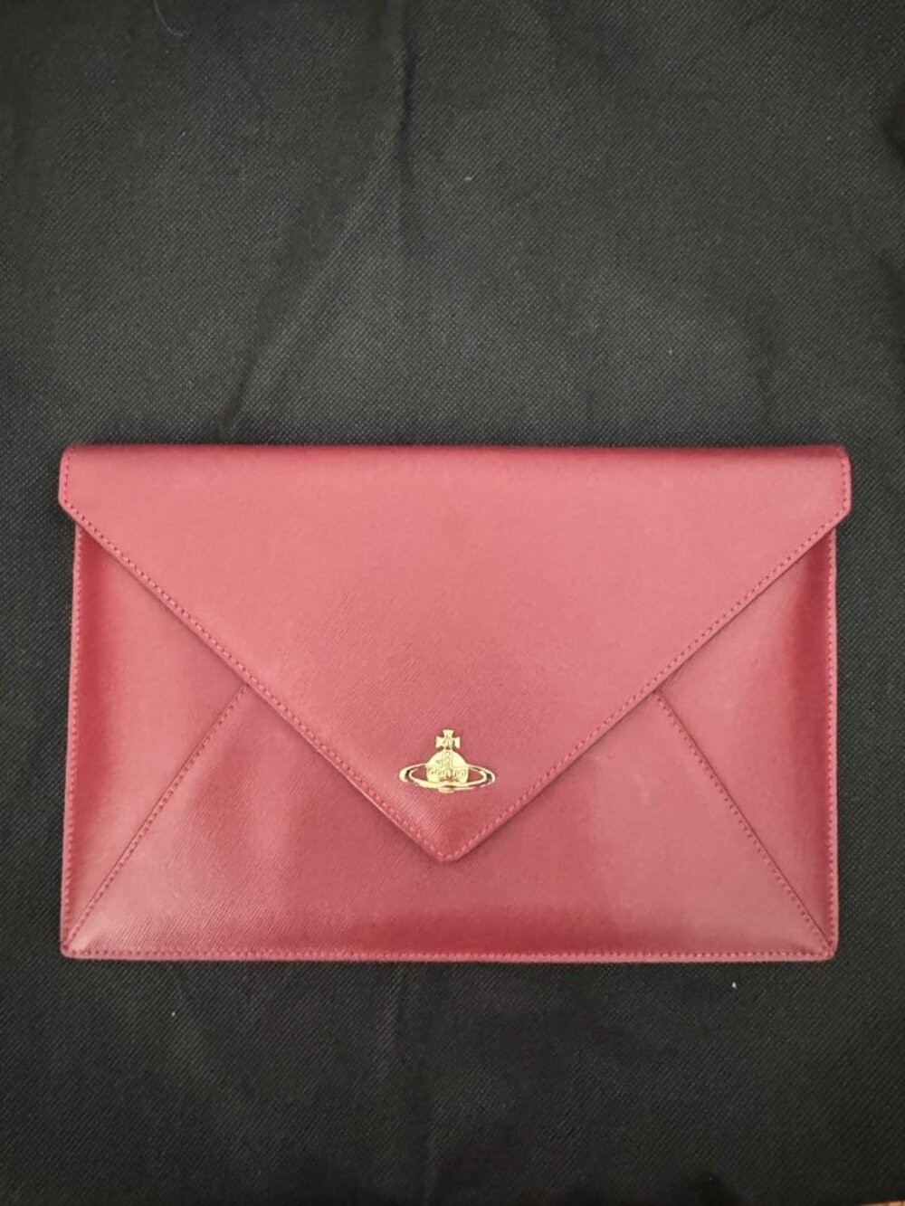 Vintage Vivienne Westwood Burgundy Leather Envelope Clutch